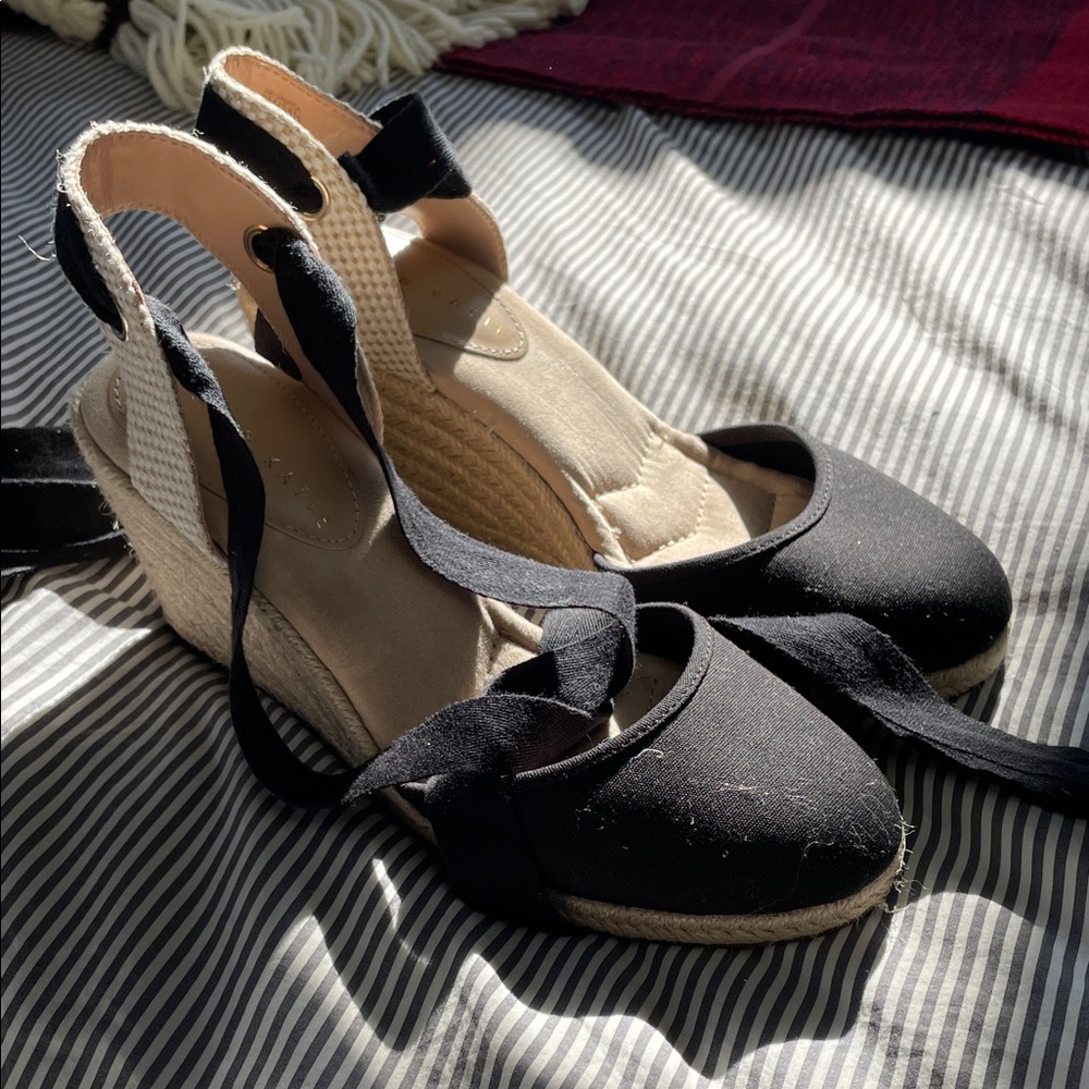 Kelly & Katie Black Espadrille Wedges